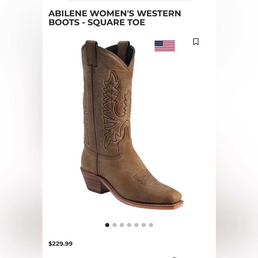 ABILENE BOOT CO Sz 6.5 Brown Oiled Leather Square Toe Boots Orig $230 Exc Cond
